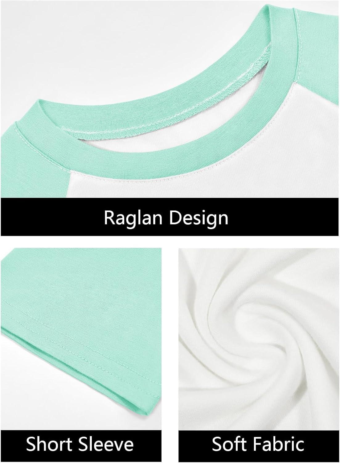 imageImily Bela Kids Girls T Shirts Casual Raglan Short Sleeve Crewneck Color Block Summer Tees 514 YearsMint Color