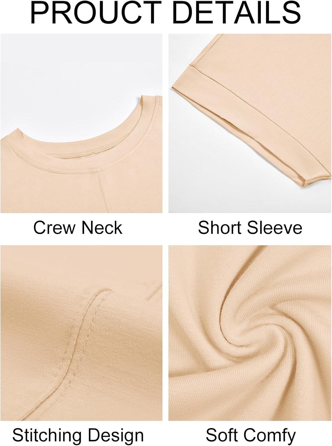 imageImily Bela Womens Short Sleeve T Shirts Summer Crew Neck Dressy Casual Tops Basic Trendy TeesApricot