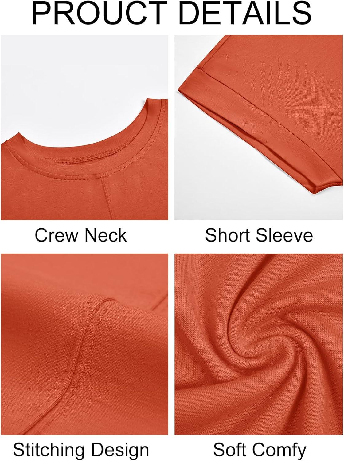 imageImily Bela Womens Short Sleeve T Shirts Summer Crew Neck Dressy Casual Tops Basic Trendy TeesBrick Red