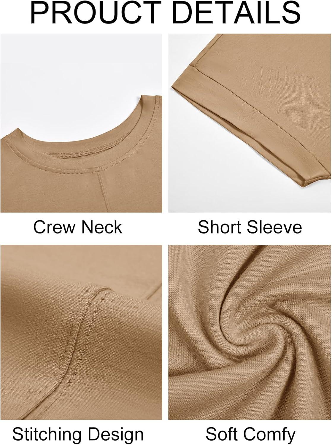imageImily Bela Womens Short Sleeve T Shirts Summer Crew Neck Dressy Casual Tops Basic Trendy TeesKhaki