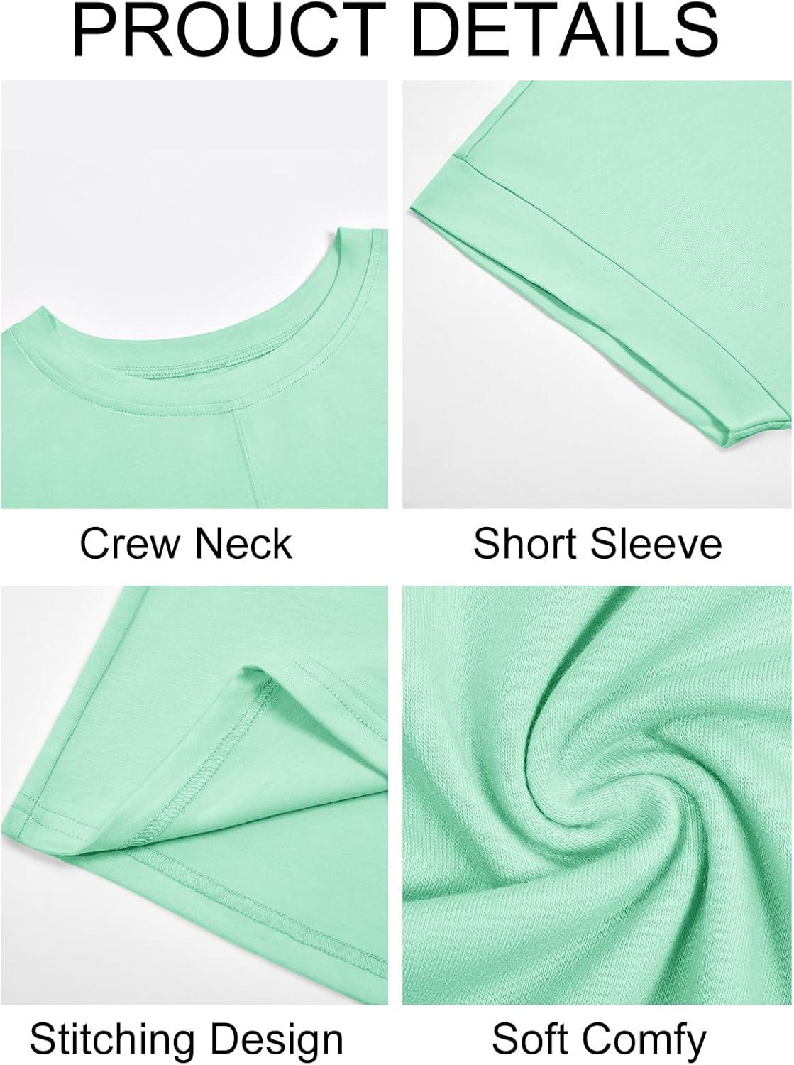 imageImily Bela Womens Short Sleeve T Shirts Summer Crew Neck Dressy Casual Tops Basic Trendy TeesLight Green