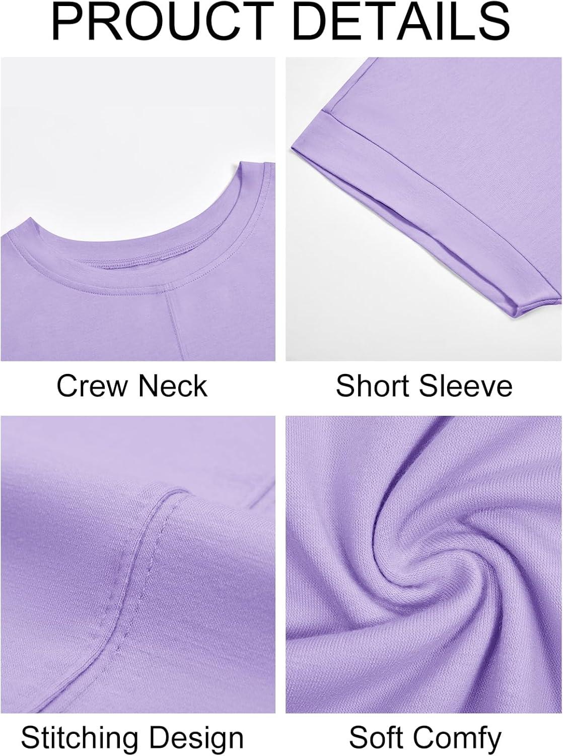 imageImily Bela Womens Short Sleeve T Shirts Summer Crew Neck Dressy Casual Tops Basic Trendy TeesLight Purple