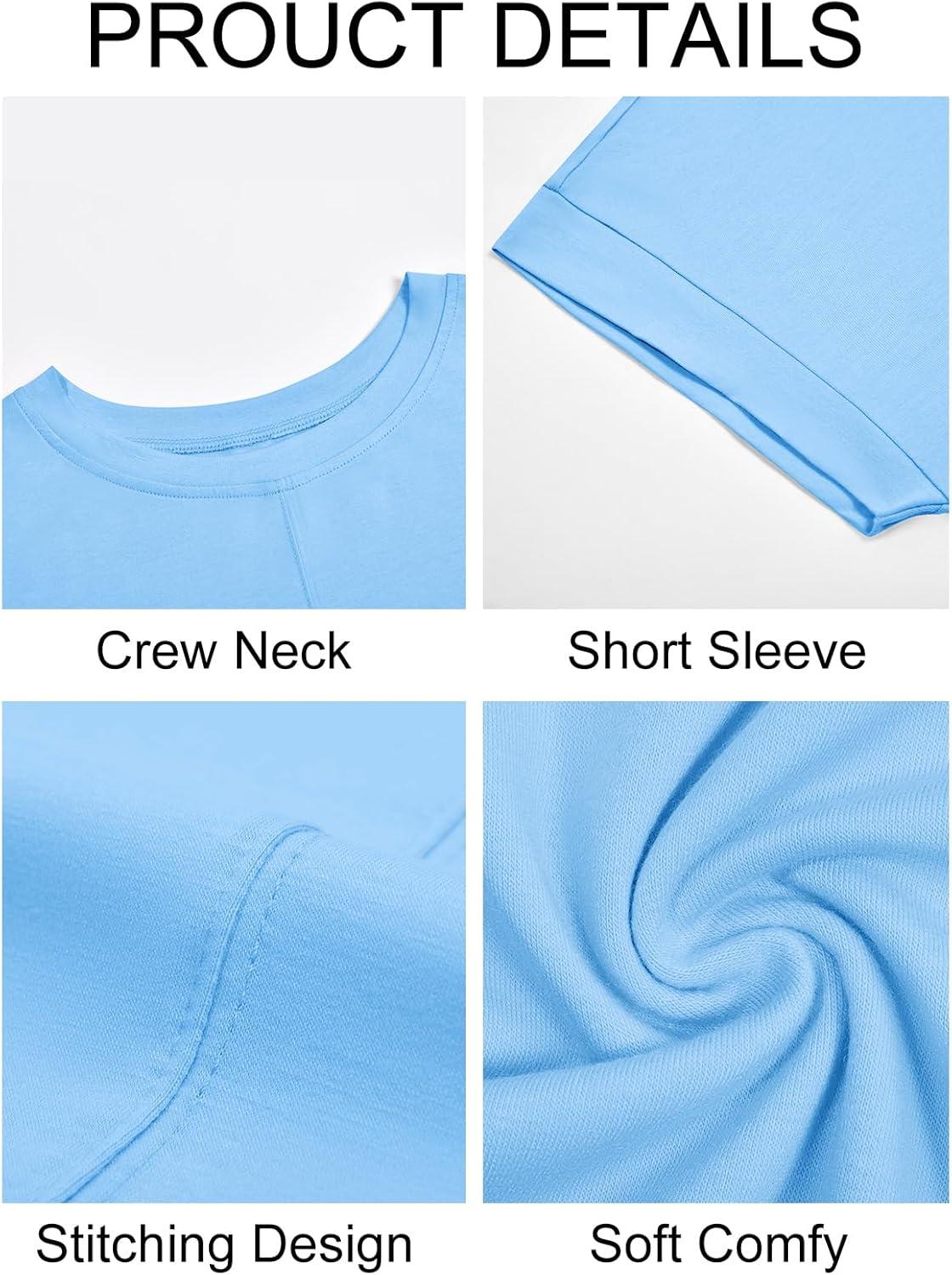 imageImily Bela Womens Short Sleeve T Shirts Summer Crew Neck Dressy Casual Tops Basic Trendy TeesSky Blue