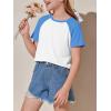 imageImily Bela Kids Girls T Shirts Casual Raglan Short Sleeve Crewneck Color Block Summer Tees 514 YearsBaby Blue