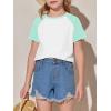 imageImily Bela Kids Girls T Shirts Casual Raglan Short Sleeve Crewneck Color Block Summer Tees 514 YearsMint Color
