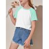 imageImily Bela Kids Girls T Shirts Casual Raglan Short Sleeve Crewneck Color Block Summer Tees 514 YearsMint Color