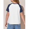 imageImily Bela Kids Girls T Shirts Casual Raglan Short Sleeve Crewneck Color Block Summer Tees 514 YearsNavy