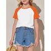 imageImily Bela Kids Girls T Shirts Casual Raglan Short Sleeve Crewneck Color Block Summer Tees 514 YearsOrange