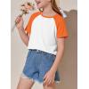 imageImily Bela Kids Girls T Shirts Casual Raglan Short Sleeve Crewneck Color Block Summer Tees 514 YearsOrange