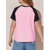 imageImily Bela Kids Girls T Shirts Casual Raglan Short Sleeve Crewneck Color Block Summer Tees 514 YearsPink