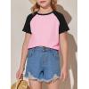 imageImily Bela Kids Girls T Shirts Casual Raglan Short Sleeve Crewneck Color Block Summer Tees 514 YearsPink