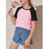 imageImily Bela Kids Girls T Shirts Casual Raglan Short Sleeve Crewneck Color Block Summer Tees 514 YearsPink