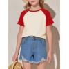 imageImily Bela Kids Girls T Shirts Casual Raglan Short Sleeve Crewneck Color Block Summer Tees 514 YearsRed