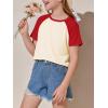 imageImily Bela Kids Girls T Shirts Casual Raglan Short Sleeve Crewneck Color Block Summer Tees 514 YearsRed