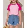 imageImily Bela Kids Girls T Shirts Casual Raglan Short Sleeve Crewneck Color Block Summer Tees 514 YearsRose Red