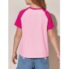 imageImily Bela Kids Girls T Shirts Casual Raglan Short Sleeve Crewneck Color Block Summer Tees 514 YearsRose Red