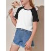 imageImily Bela Kids Girls T Shirts Casual Raglan Short Sleeve Crewneck Color Block Summer Tees 514 YearsWhite