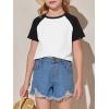 imageImily Bela Kids Girls T Shirts Casual Raglan Short Sleeve Crewneck Color Block Summer Tees 514 YearsWhite