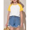 imageImily Bela Kids Girls T Shirts Casual Raglan Short Sleeve Crewneck Color Block Summer Tees 514 YearsYellow