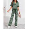 imageImily Bela Womens 2 Piece Outfits Striped Short Sleeve Sweater Tops Knit Sets Wide Leg Pants Lounge SetArmy Green