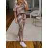 imageImily Bela Womens 2 Piece Outfits Striped Short Sleeve Sweater Tops Knit Sets Wide Leg Pants Lounge SetCoffee