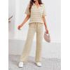 imageImily Bela Womens 2 Piece Outfits Striped Short Sleeve Sweater Tops Knit Sets Wide Leg Pants Lounge SetKhaki