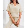 imageImily Bela Womens 2 Piece Outfits Striped Short Sleeve Sweater Tops Knit Sets Wide Leg Pants Lounge SetKhaki