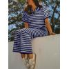 imageImily Bela Womens 2 Piece Outfits Striped Short Sleeve Sweater Tops Knit Sets Wide Leg Pants Lounge SetNavy
