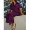 imageImily Bela Womens 2 Piece Outfits Striped Short Sleeve Sweater Tops Knit Sets Wide Leg Pants Lounge SetRed Blue