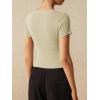 imageImily Bela Womens Short Sleeve Sweater Tops Summer Button Down Casual Ribbed Knit Slim Fit Cropped Cardigan ShirtsApricot