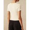 imageImily Bela Womens Short Sleeve Sweater Tops Summer Button Down Casual Ribbed Knit Slim Fit Cropped Cardigan ShirtsBeige