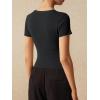 imageImily Bela Womens Short Sleeve Sweater Tops Summer Button Down Casual Ribbed Knit Slim Fit Cropped Cardigan ShirtsBlack