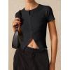 imageImily Bela Womens Short Sleeve Sweater Tops Summer Button Down Casual Ribbed Knit Slim Fit Cropped Cardigan ShirtsBlack