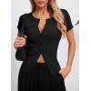 imageImily Bela Womens Short Sleeve Sweater Tops Summer Button Down Casual Ribbed Knit Slim Fit Cropped Cardigan ShirtsBlack
