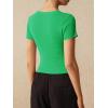 imageImily Bela Womens Short Sleeve Sweater Tops Summer Button Down Casual Ribbed Knit Slim Fit Cropped Cardigan ShirtsGreen
