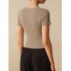 imageImily Bela Womens Short Sleeve Sweater Tops Summer Button Down Casual Ribbed Knit Slim Fit Cropped Cardigan ShirtsKhaki