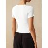 imageImily Bela Womens Short Sleeve Sweater Tops Summer Button Down Casual Ribbed Knit Slim Fit Cropped Cardigan ShirtsWhite