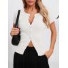 imageImily Bela Womens Short Sleeve Sweater Tops Summer Button Down Casual Ribbed Knit Slim Fit Cropped Cardigan ShirtsWhite