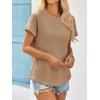 imageImily Bela Womens Short Sleeve T Shirts Summer Crew Neck Dressy Casual Tops Basic Trendy TeesKhaki