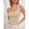 imageImily Bela Womens Square Neck Tank Tops Casual Sleeveless Slim Fit Going Out Y2K Summer Cropped ShirtsKhaki