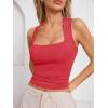 imageImily Bela Womens Square Neck Tank Tops Casual Sleeveless Slim Fit Going Out Y2K Summer Cropped ShirtsRed
