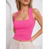 imageImily Bela Womens Square Neck Tank Tops Casual Sleeveless Slim Fit Going Out Y2K Summer Cropped ShirtsRose Red