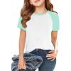 imageImily Bela Kids Girls T Shirts Casual Raglan Short Sleeve Crewneck Color Block Summer Tees 514 YearsMint Color