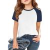 imageImily Bela Kids Girls T Shirts Casual Raglan Short Sleeve Crewneck Color Block Summer Tees 514 YearsNavy