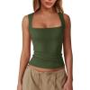 imageImily Bela Womens Square Neck Tank Tops Casual Sleeveless Slim Fit Going Out Y2K Summer Cropped ShirtsArmy Green