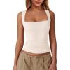 imageImily Bela Womens Square Neck Tank Tops Casual Sleeveless Slim Fit Going Out Y2K Summer Cropped ShirtsBeige