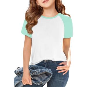 imageImily Bela Kids Girls T Shirts Casual Raglan Short Sleeve Crewneck Color Block Summer Tees 514 YearsMint Color