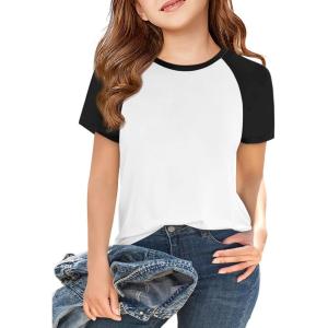 imageImily Bela Kids Girls T Shirts Casual Raglan Short Sleeve Crewneck Color Block Summer Tees 514 YearsWhite