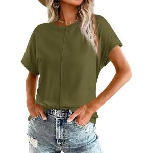 imageImily Bela Womens Short Sleeve T Shirts Summer Crew Neck Dressy Casual Tops Basic Trendy TeesArmy Green