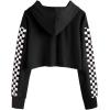 imageImily Bela Kids Crop Tops Girls Hoodies Cute Plaid Long Sleeve Fashion SweatshirtsBlack